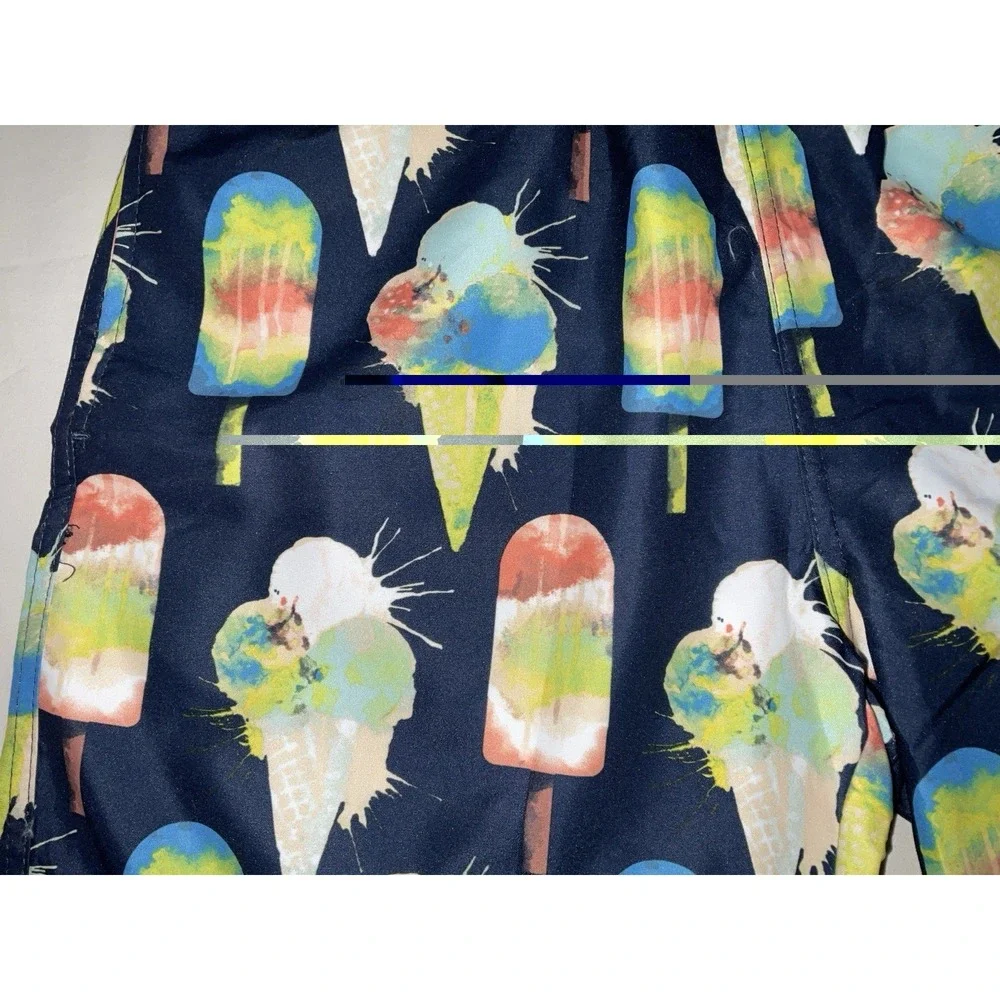 NWT Men's U.S. Surf Club Oahu, Hawaii Ice Cream Cone Lined Swim‎ Trunks - Small